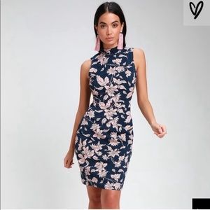 Navy and pink floral dress